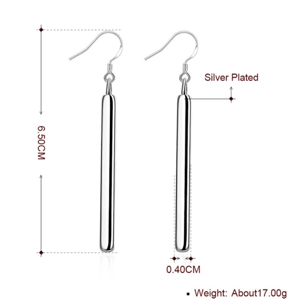Silver Bar Earrings - Picture 2 of 3